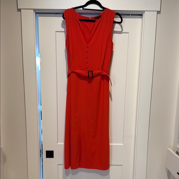 Banana Republic Red Sheath Midi Dress V-Neck Sleeveless - Picture 1 of 3